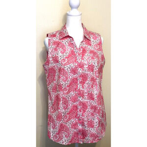 Talbots Women's Pink Paisley‎ Sleeveless Blouse Top Size 6 Non Iron